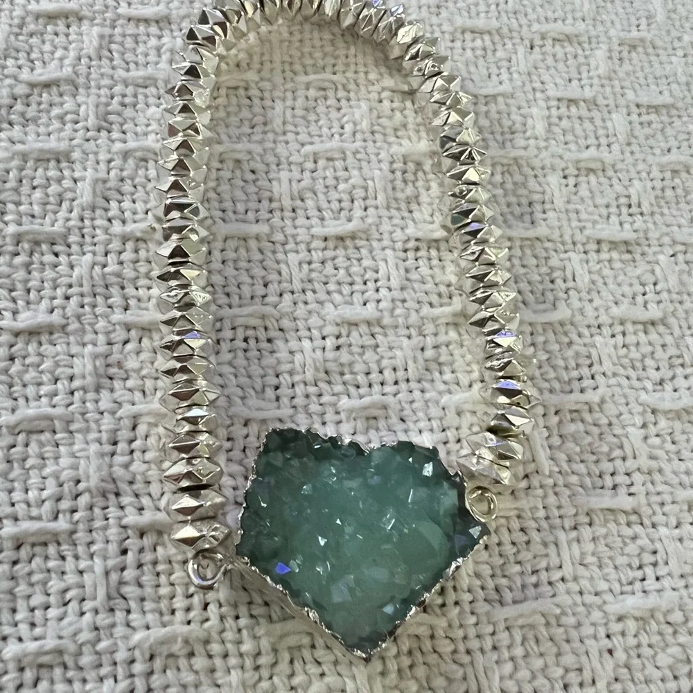 Teal & Druzy Crystal bracelet set - Picture 3 of 4